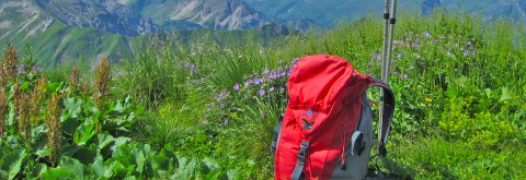 Rucksack im Tannheimer Tal